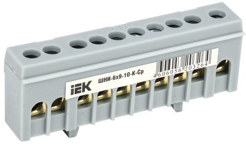 Шина изолированная IEK L "фаза" ШНИ-6х9-10-К-Ср 10 групп серый картинка 